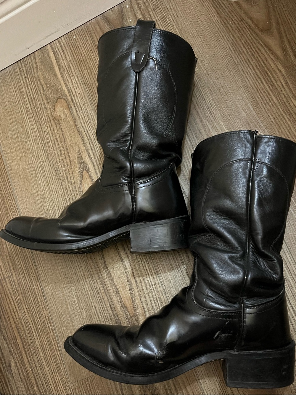 Texas Black Leather Men's Cowboy Boots 8